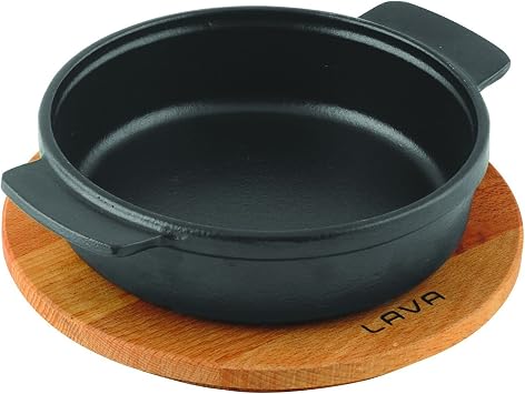 Lava, Cooking Container, LV ECO GV 14 K4, Round Casserole, Wooden Base, Diameter 14 cm, Cast Iron, Black