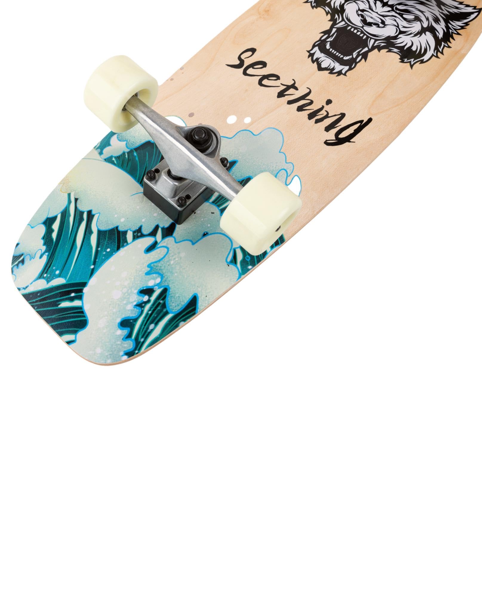 Surfskate Surf Lion SEETHING | Carving et pompage | Planche 29" x 10" | Axes S7 | Roues 65 x 43 mm 78A | ABEC-5 | Longboard Adulte, Bois d'érable
