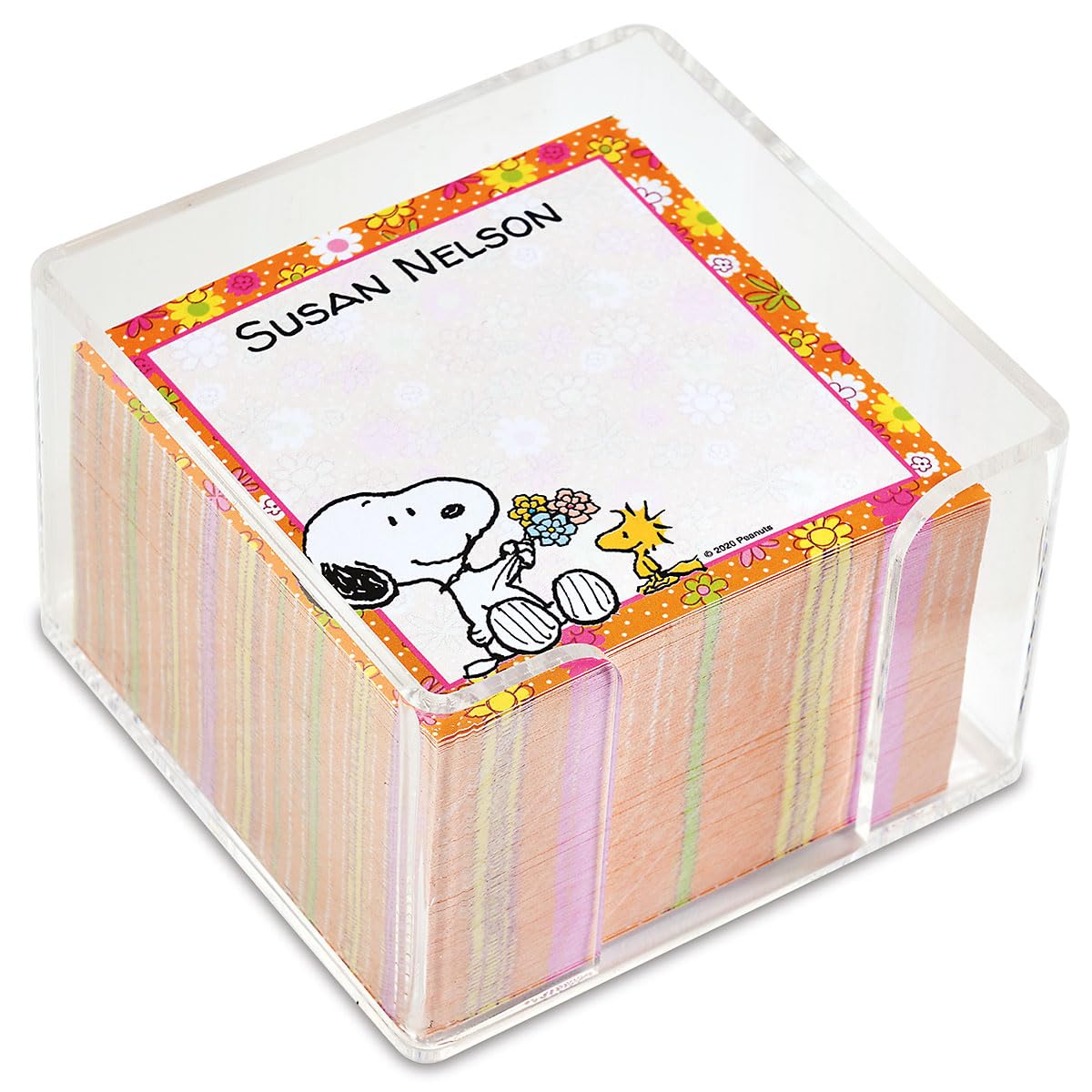 Current Snoopy™ Personalized Note Sheets in Cube - 400-Sheets, 3 1/2 Inches, Plastic Case, PEANUTS Memo Sheets, Shopping List, to-Do Notes, Office
