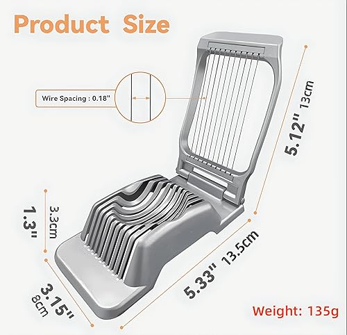 Miniatura 6 de Cortador de huevos cocidos, alambre de acero inoxidable, cortador de fresa resistente, cortador de huevos de aluminio, adecuado para huevos fresas