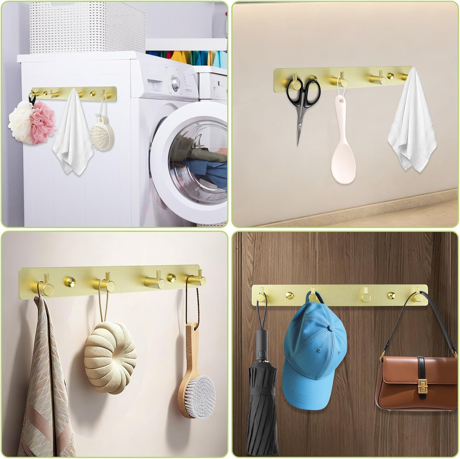 1 Pack Magnetic Key Holder for Fridge, Stainless Steel Hook Adhesive Key Hanger Wall Mounted Coat Rack for Entrance Hall Refrigerator(Gold)