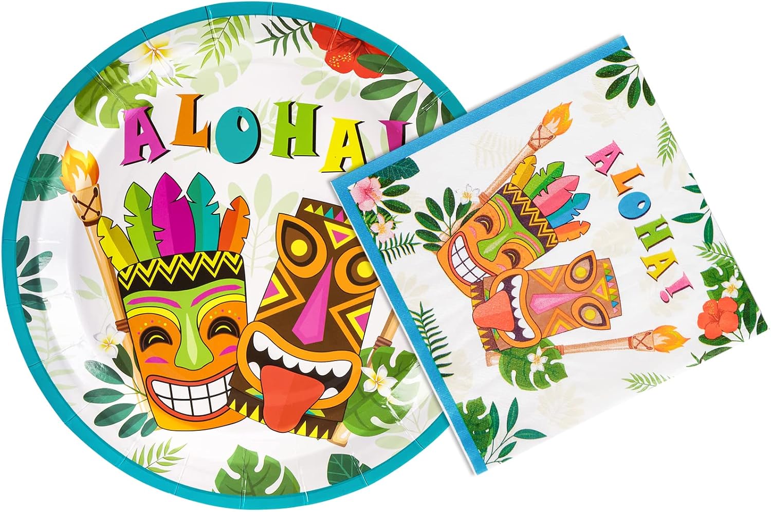 WERNNSAI Aloha Luau Plates and Napkins Serves 50 Gusets