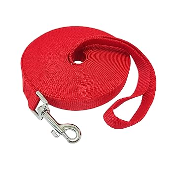 Nylon Training Dog Leash for Small Medium Large Dogs, 15ft 20ft 30ft 50ft Long Leash Dog/Puppy Lead for Obedience Recall Training, Camping (30ft, Red)