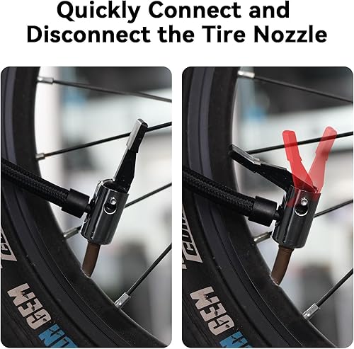 Miniatura 4 de LEXIN Extensión de manguera para inflador de neumáticos, portabrocas de aire de bloqueo con manguera y aguja de bola adaptador de válvula Presta,