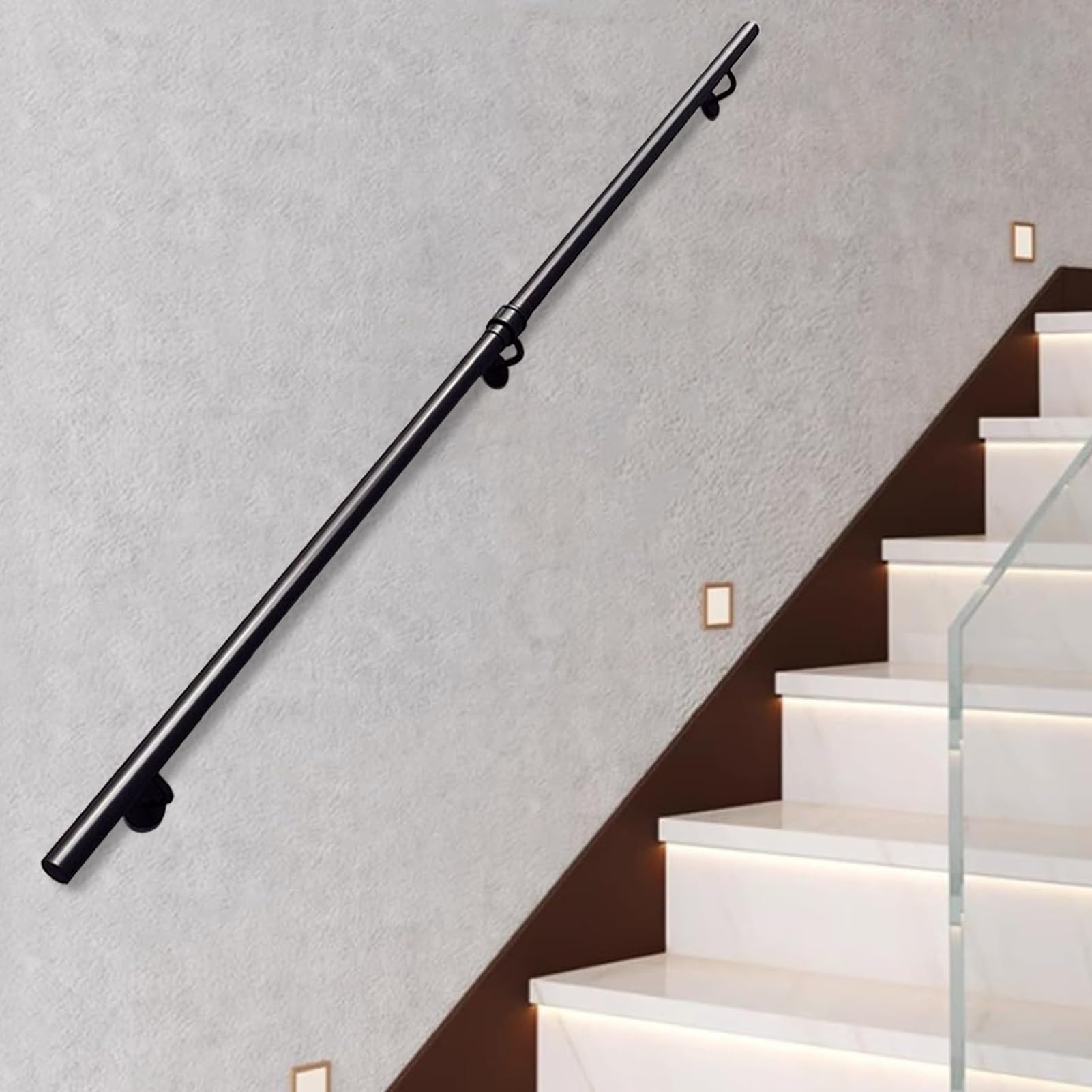 Main courante escalier extérieur et intérieur avec fixation murale robuste