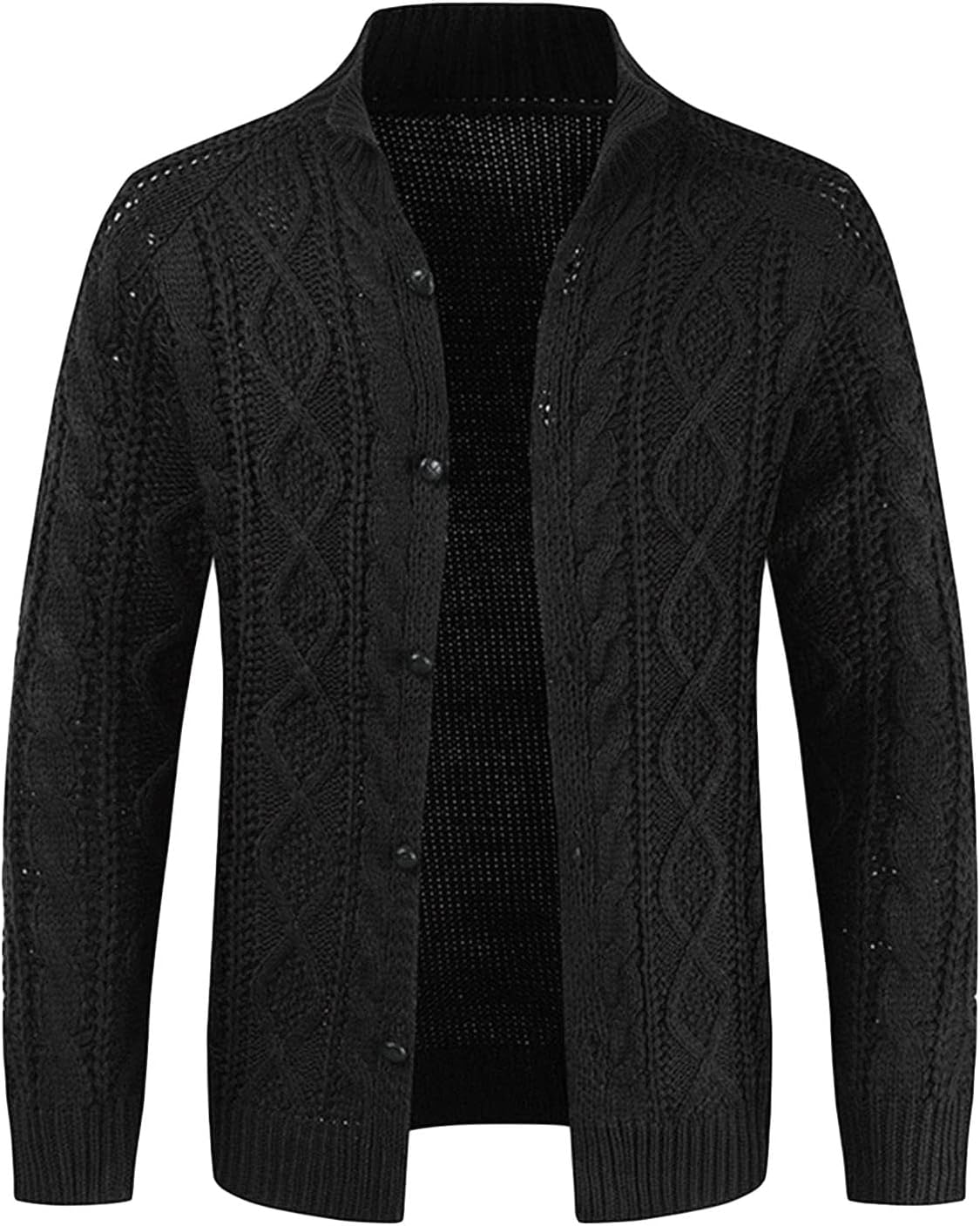 Mens Cable Knit Vintage Cardigan Sweater Casual Button Down Sweaters Loose Fit Shawl Collar Long Sleeve Cardigans