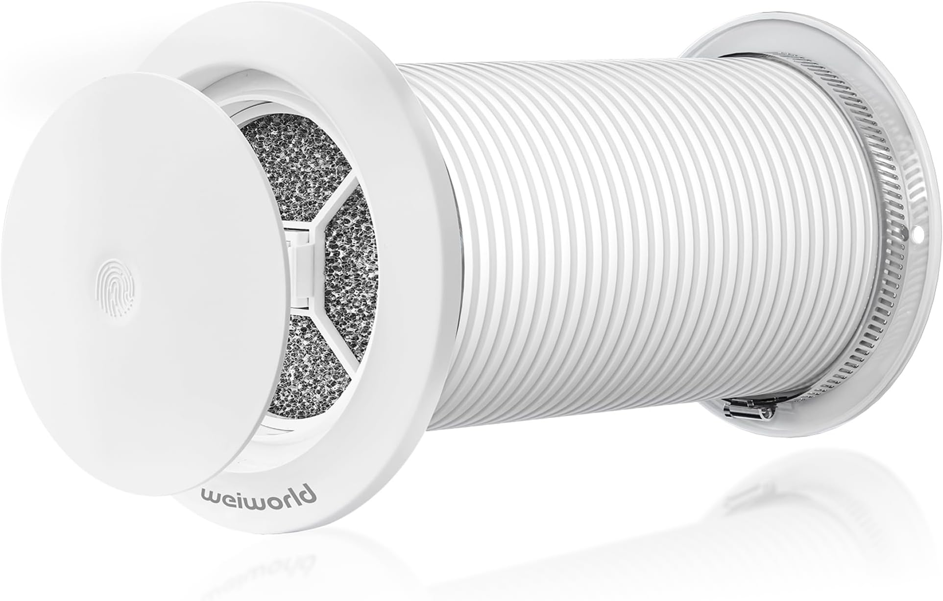 100 mm Through Wall Passive Air Vent Kit with Filter, Adjustable Fresh Air Intake, Extendable Duct & SS304 External Grille for Home, Bedroom, Attic (No Motor)