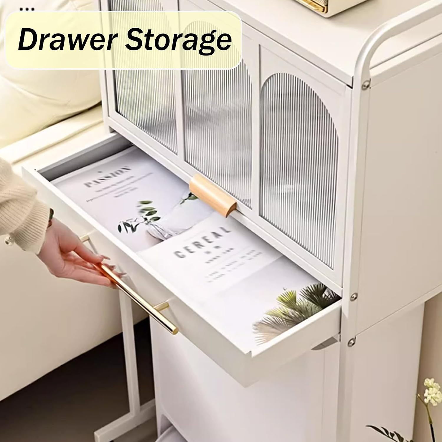 Sweeping Robot Storage Rack, Robot Vacuum Stand Cabinet, Vacuum Hidden Cabinet for Sweeping, Mobile Storage Side with Doors and Drawers, for Living Room, Dining Room, Kitchen, Home