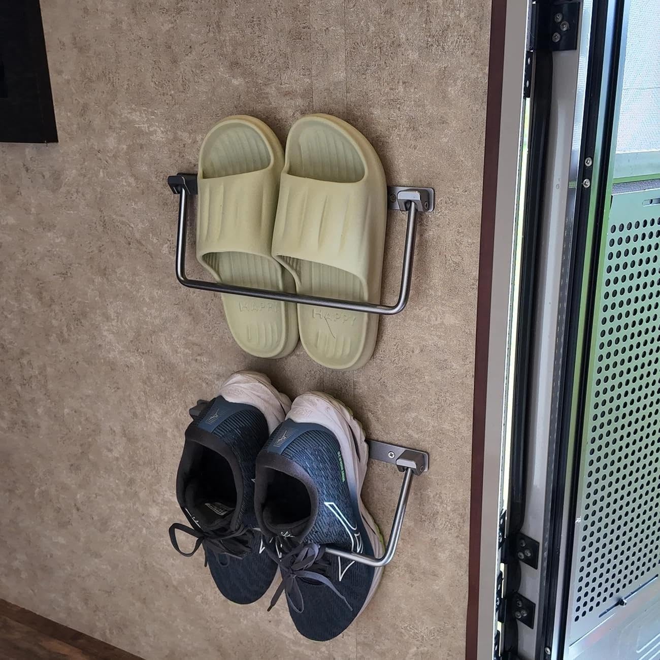 for Foldable RV Shoe Rack- Aluminum Camper Shoe Organizer, Wall-Mounted
