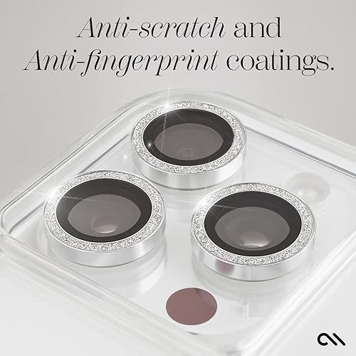 Miniatura 4 de Case-Mate Protector de lente de cámara con anillos parpadeantes para iPhone 15 Pro MaxiPhone 15 Pro, doble vidrio templado, duradero, antiarañazos,