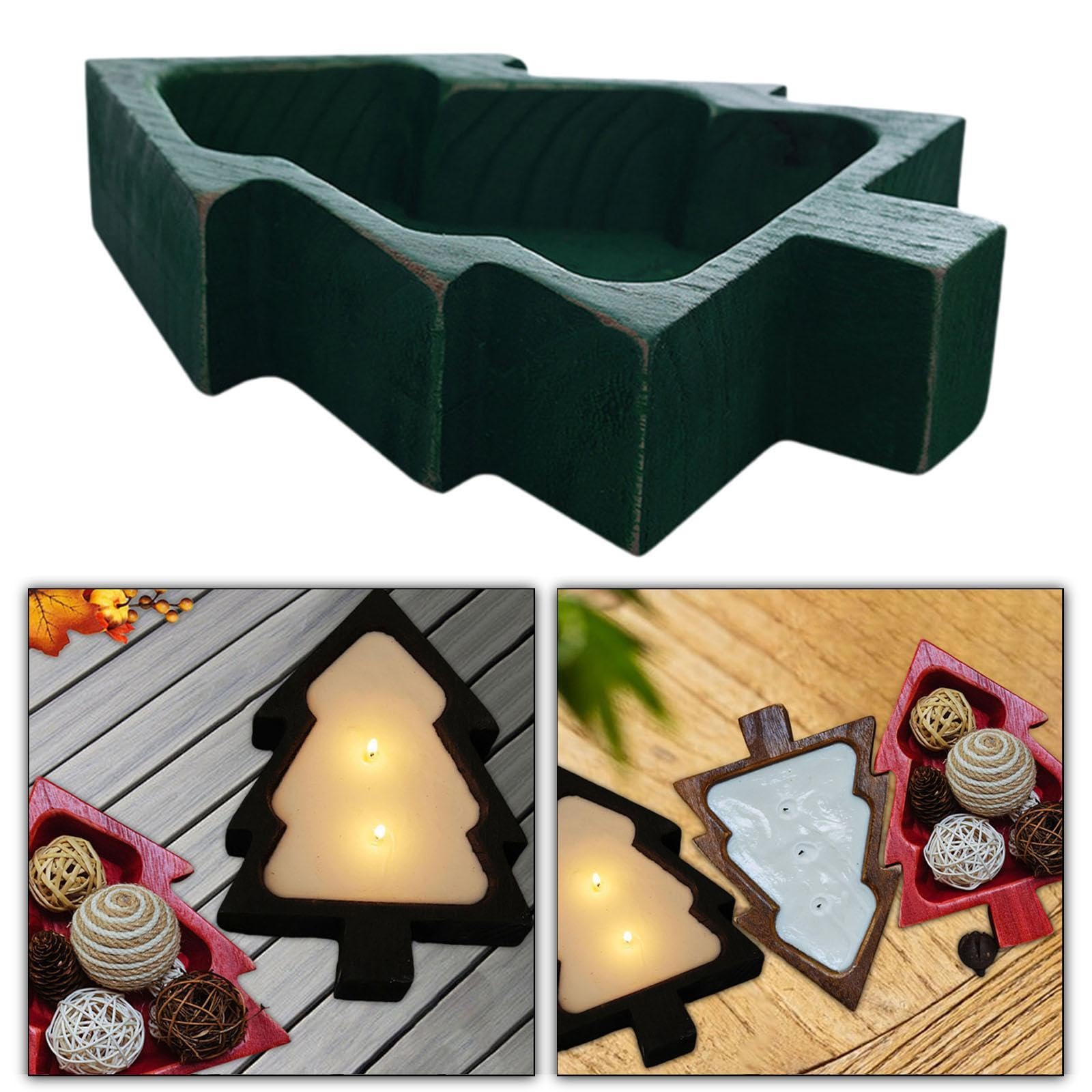 Bandeja de madera para servir árbol de Navidad, plato de aperitivos para frutas y golosinas, decoración festiva, cuenco verde perfecto para fiestas y reuniones