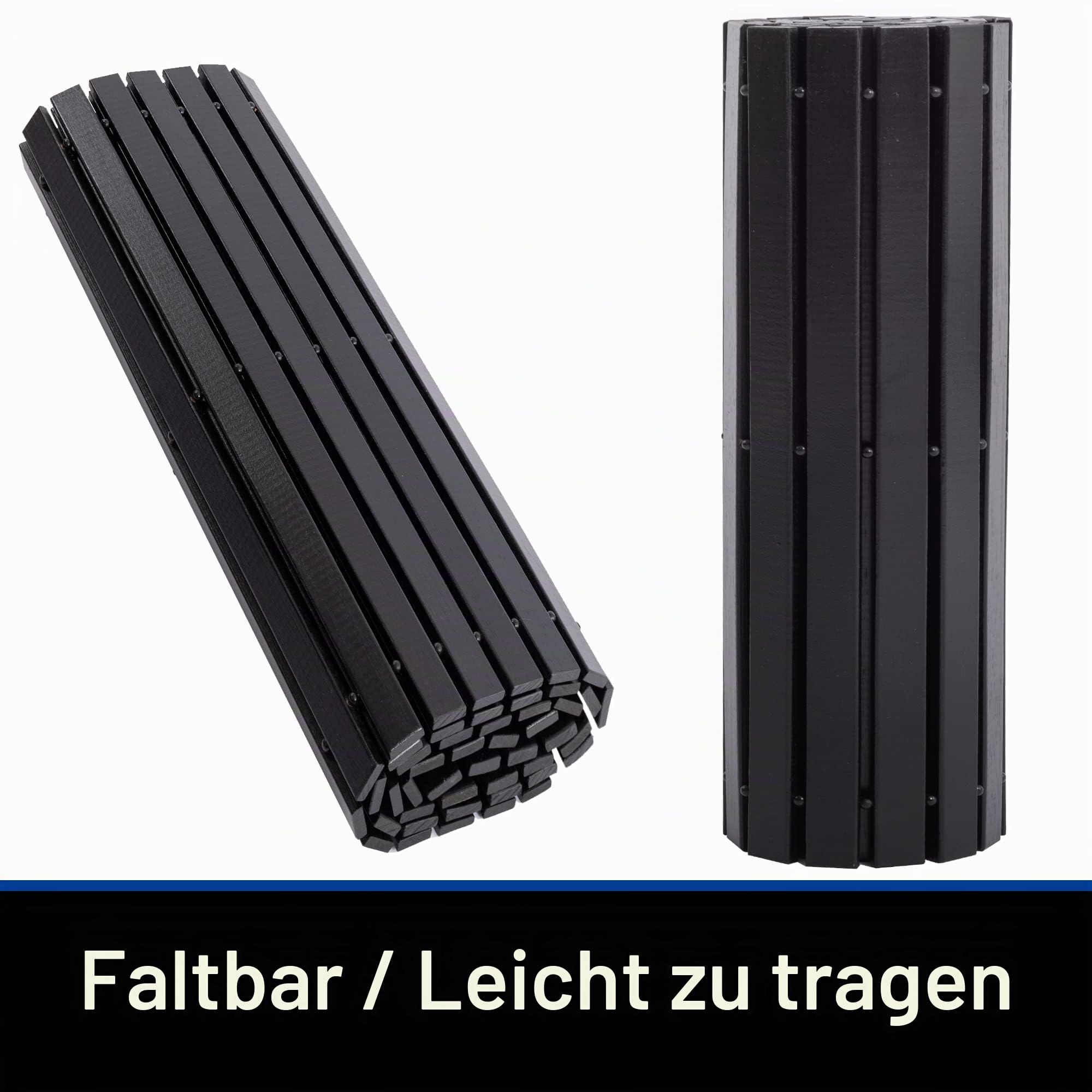 Bambus-Badematte, Badläufer, Langer, großer Badezimmerteppich, Boden, Holz, Dusche, Badewanne, wasserfest, rutschfest, Zubehör, 40,6 x 121,9 cm, leicht zu reinigen, schwarzer Bambus, 1 Stück