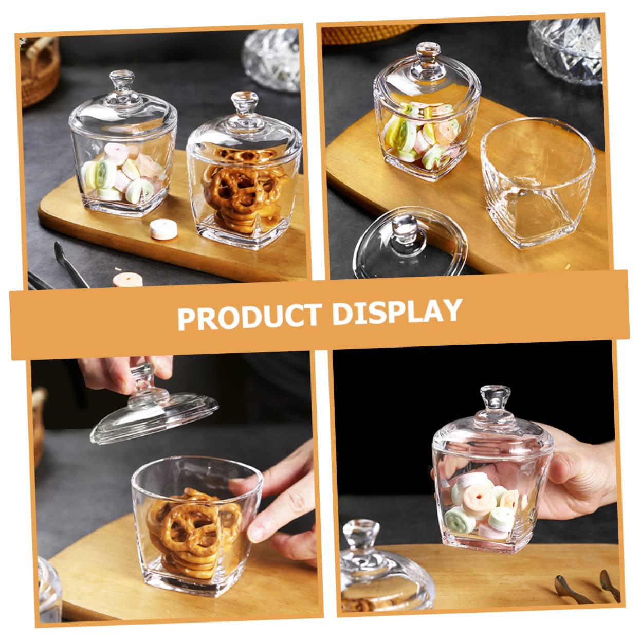 SECFOU Glas Snackbehälter Mit Deckel 260 Ml Klarglas Vorratsglas Luftdicht Teedose Süßigkeitendose