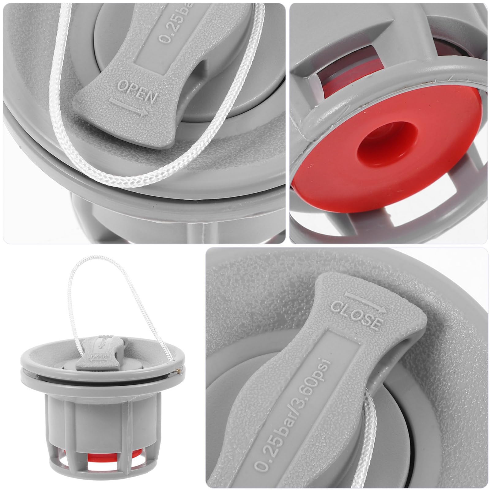 SUPVOX Valvola Aria per Gommone Palloncino Kayak Valvole Cuscino Gonfiabile Galleggia Pompa Valvolare Tappo Valvola Aria Gas Auto Kit Tubi Misura Gommone da Pesca Barca Remare Grey Vedere