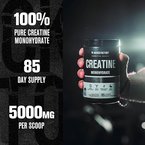 Miniatura 2 de Jacked Factory Polvo de Creatina Monohidrato 425g - Suplemento diario de creatina de 5g para hombres y mujeres, apto para veganos, probado por
