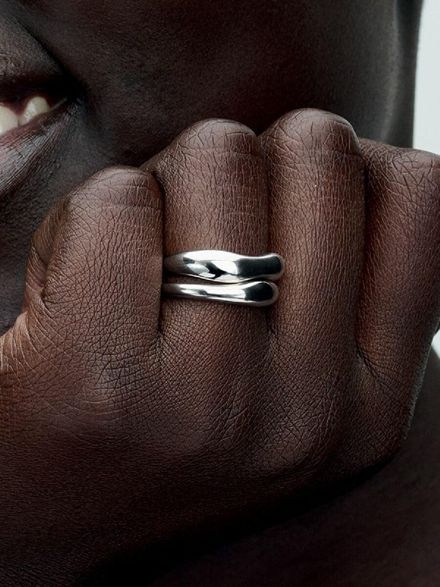 PANDORA Essence Organically Shaped Stacking Rings - Sterling Silver Ring - Layering & Stacking Ring for Women - Includes Gift Box