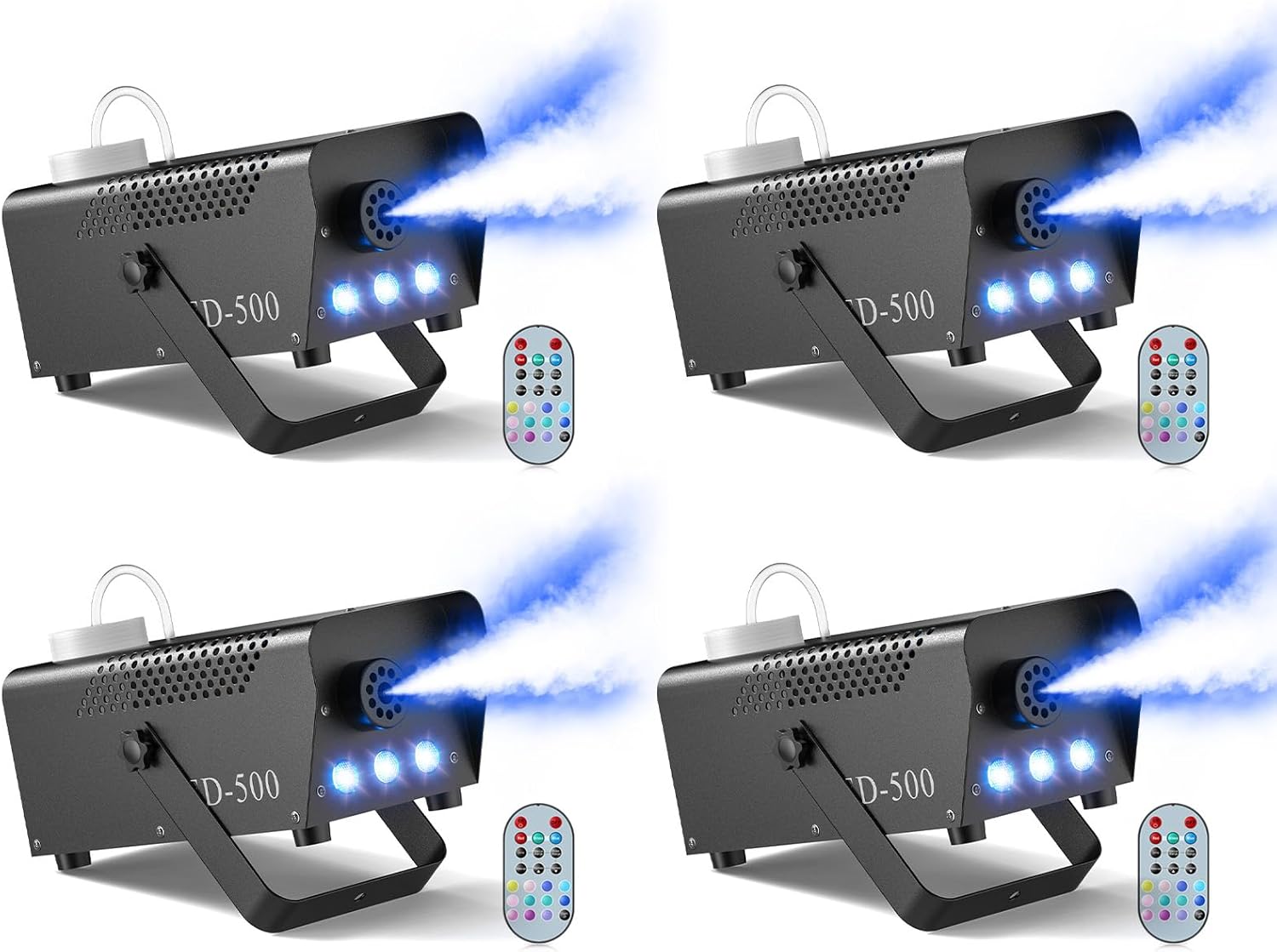 Fog Machine with Lights,Smoke Machine Halloween 500W 14 Colorful LED Lights Effect, Wireless Remote Control, for DJ Parties Stage Outdoor Christmas Wedding, 4 PACK