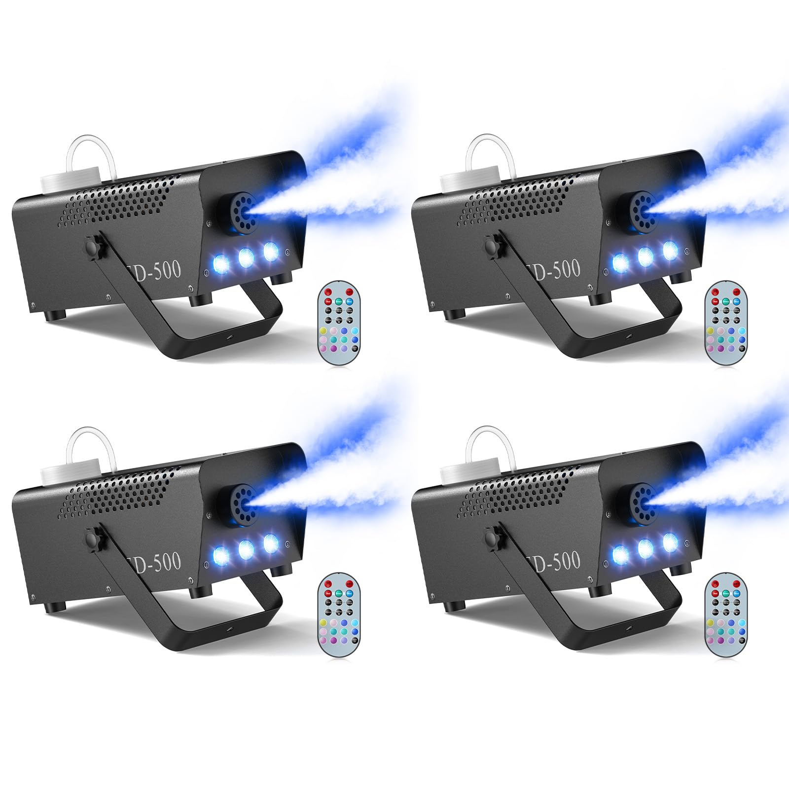 Fog Machine with Lights,Smoke Machine Halloween 500W 14 Colorful LED Lights Effect, Wireless Remote Control, for DJ Parties Stage Outdoor Christmas Wedding, 4 PACK