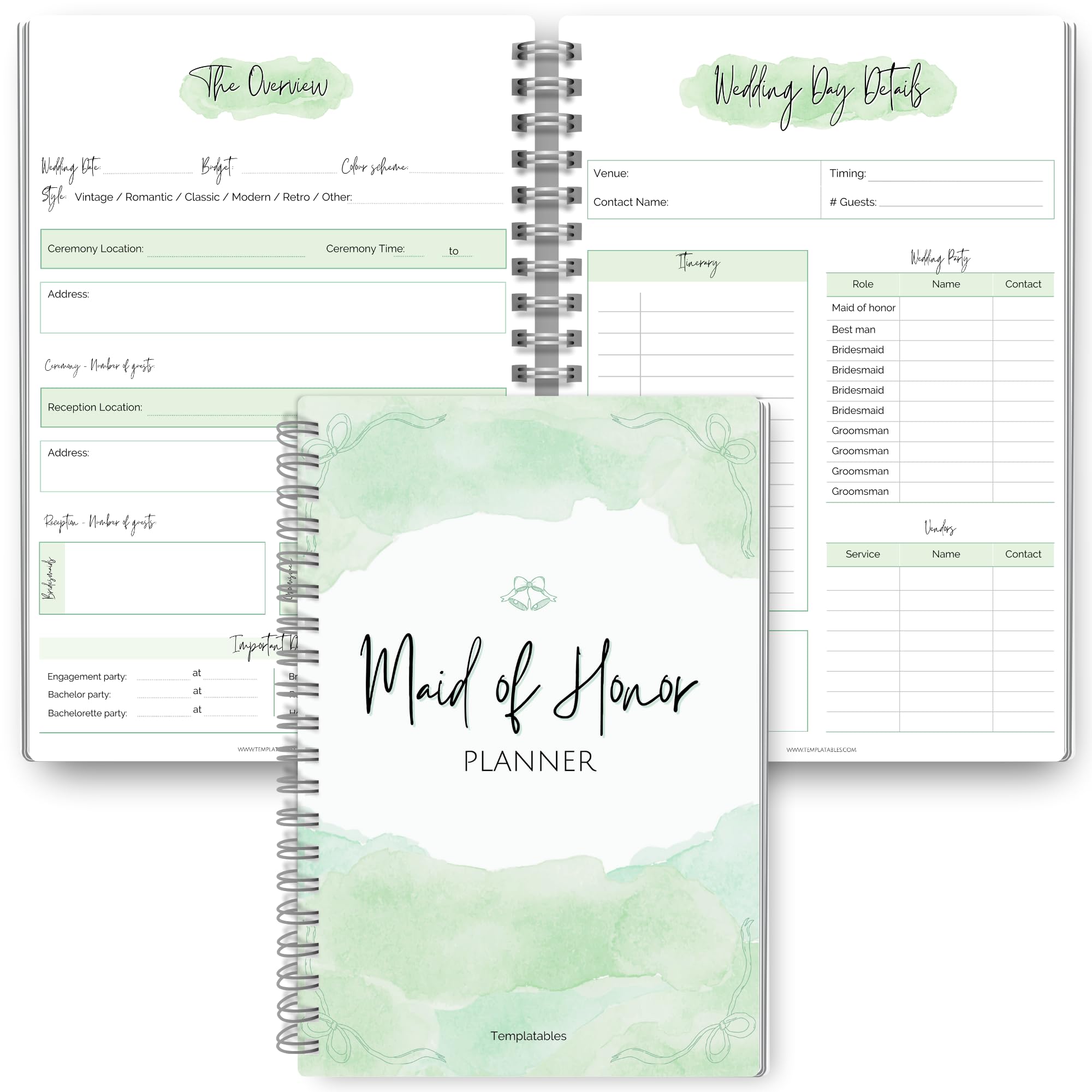 Maid of Honor Planner – Wedding Planning Organizer for Bridesmaids | Bachelorette & Bridal Shower | Matron of Honor, 120gsm Premium Paper, Soft Touch