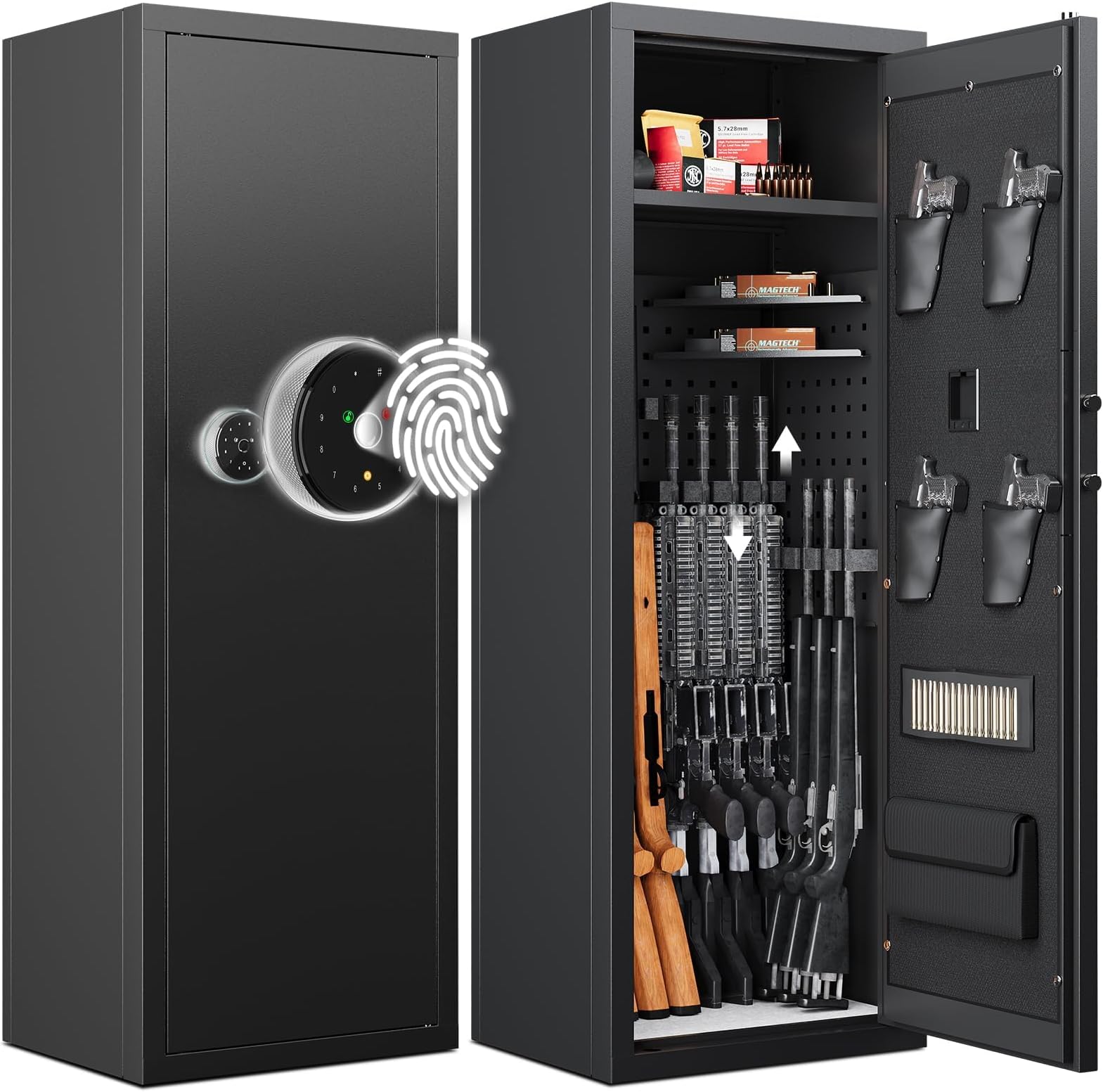 KAER 12-15 Gun Safe, Biometric Gun Safes, Rifle safe, Gun Safe for Rifles and Pistols, Gun Cabinet for Home & Hunting with Gun Racks and Removable Shelves, Suitable for AR15