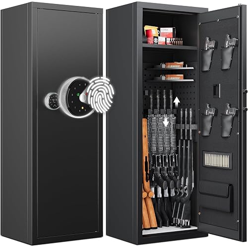 KAER 12-15 Gun Safe, Biometric Gun Safes, Rifle safe, Gun Safe for Rifles and Pistols, Gun Cabinet for Home & Hunting with Gun Racks and Removable Shelves, Suitable for AR15