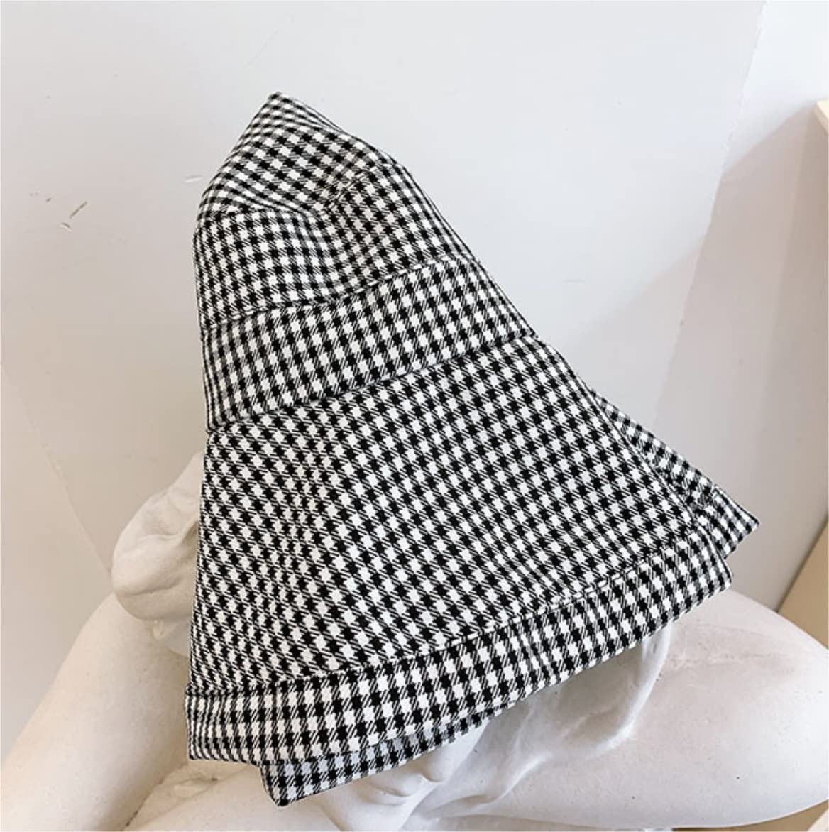 Casquette Visiere Femme, Summer Chapeau De Soleil Femme Printemps Et Été Pêcheur À Carreaux Noir Blanc Neutre Pliable, Chapeau de Plage
