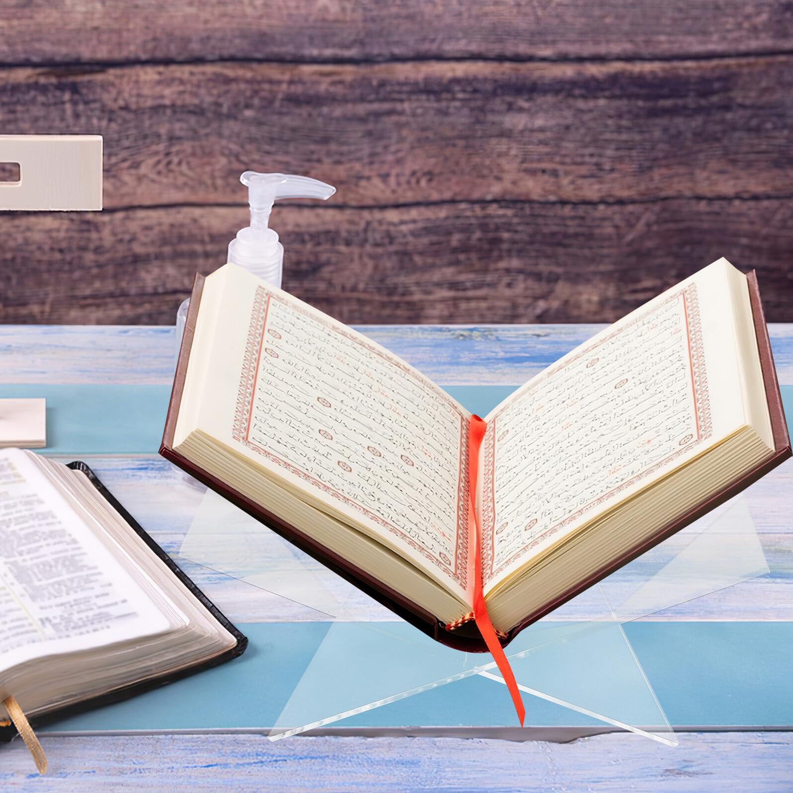 X förmiger Acryl Buchständer Transparenter Offener Leseständer für Bücher Magazine Kochbücher und Bibeln Stabiler Aufsteller mit Schrägem Winkel für Tisch und Ladentheke