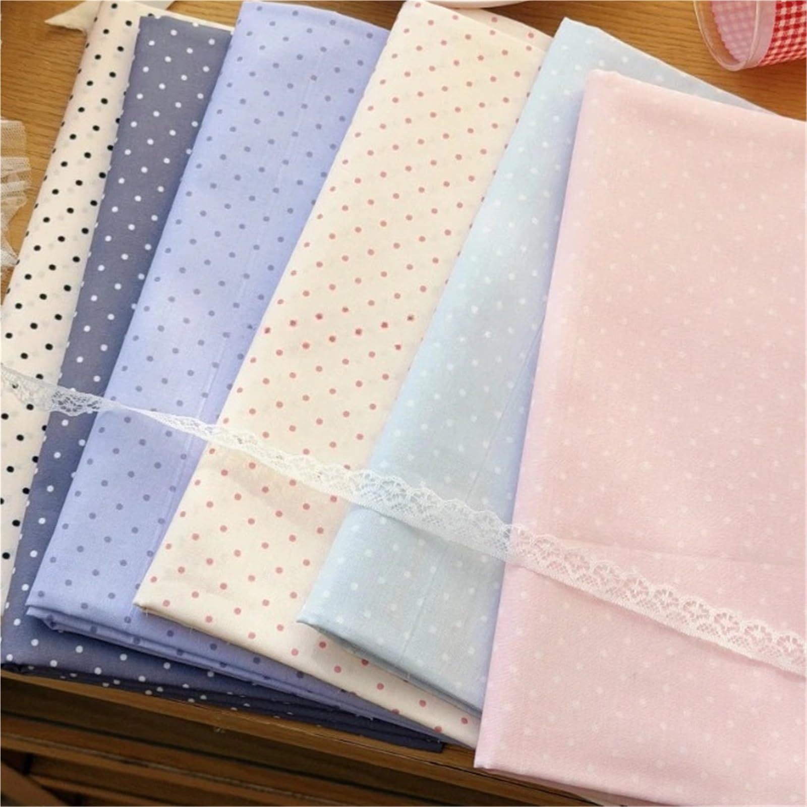 Tela de lunares Tela estampada de lunares algodón, 0,2 cm, tela puntos pequeños coloridos for costura DIY, ropa, vestido, Material funda sofá,5/1/2M(Color5,100X145cm)
