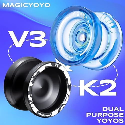 Miniatura 2 de MAGICYOYO Yoyos responsivos para niños principiantes, paquete de 2 Pro Yoyo, truco de doble función, Yoyo V3 + Yoyo K2 de cristal con 12 cuerdas de