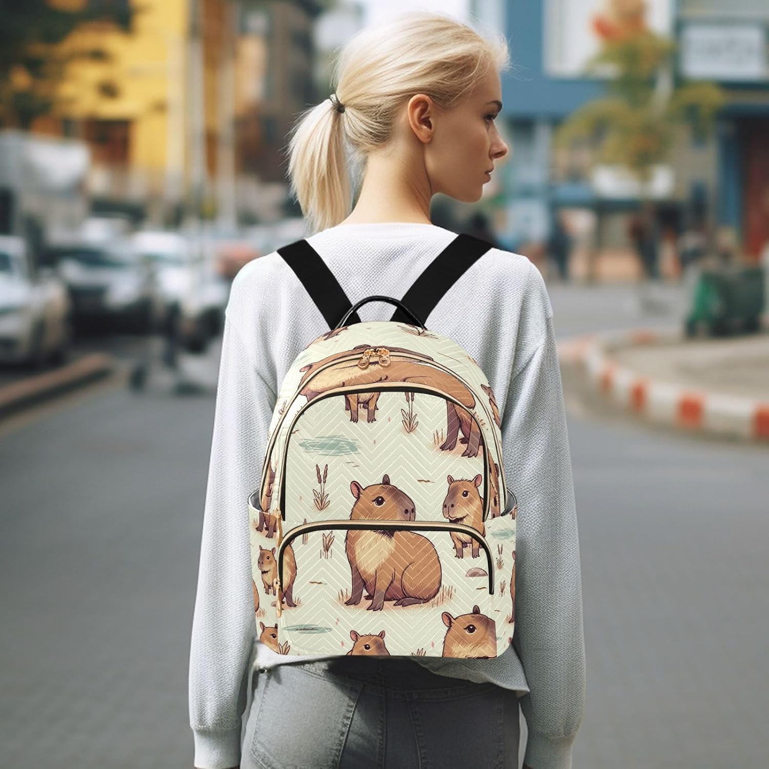 ALAZA Capybara Mini Backpack Purse for Women Travel Bag Lightweight Shoulder Bag Fashion Daypack18 - Image 7