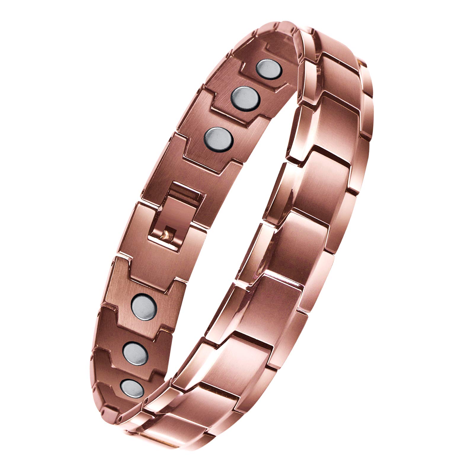 Magnetic Bracelets，Arthritis Pain Relief Sleek Titanium Stainless Steel Double-Row 4 Elements Magnets Bracelet