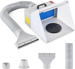 CO-Z Airbrush Kabine Absauganlage 2m³/min Klappbare Lackierkabine mit LED-Beleuchtung 19cm Drehteller Airbrush Spritzkabine 1,7m Entlüftungsschlauch für Malerei Modellbau Lackierarbeiten Handwerk DIY