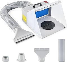 CO-Z Cabina di Verniciatura per Aerografo 2 m³/min con Aspiratore di Fumi e 3 LED, Cabina per Aerografo da Tavolo Portatile per Hobby e Modelli Professionali con 19 cm Piattaforma Girevole 1.7 m Tubo
