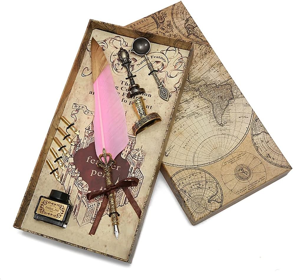 Christmas Vintage Set Metal Calligraphy Gift Dip Pen Office(A)