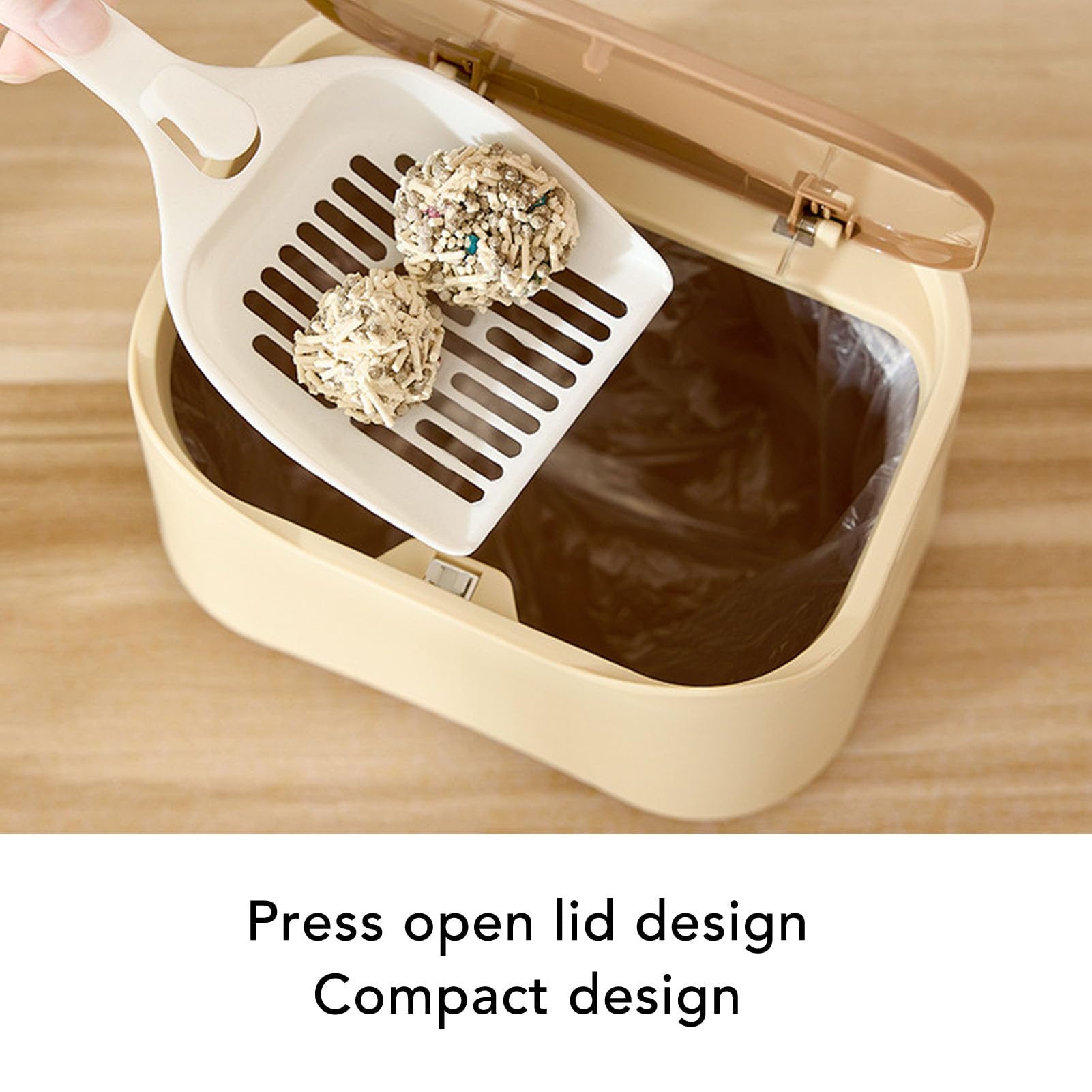 Pattumiera Lettiera Gatti Con Coperchio - Contenitore Portatile Per Rifiuti Animali Domestici, Bianco