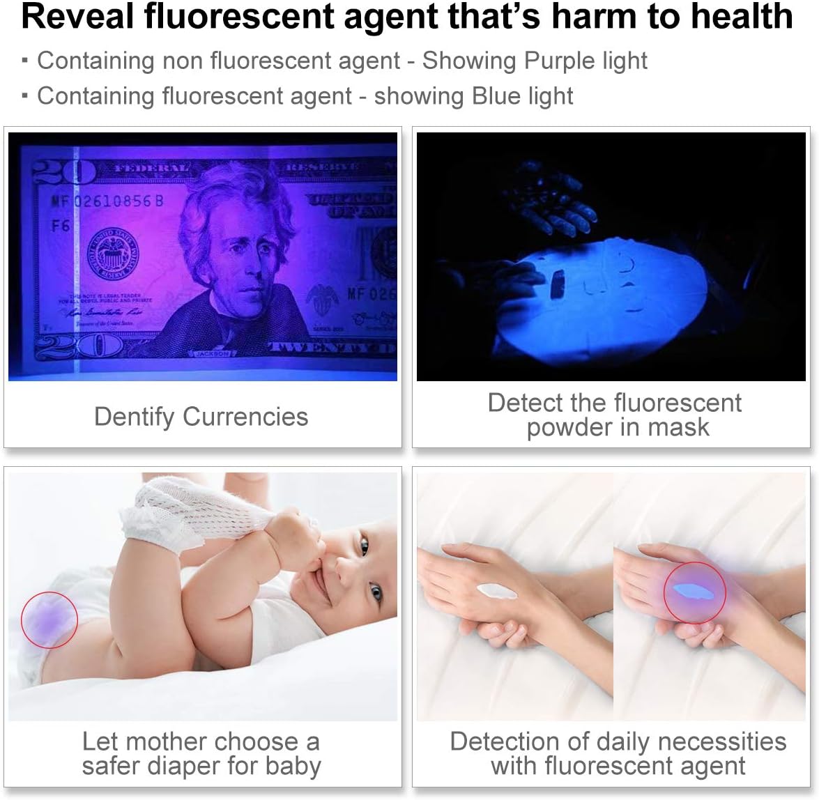 Waklyte UV Flashlight, 100 LED Black Light UV Light, 395nm Ultraviolet Blacklight UV Torch Pet Urine Detector for Dog/Cat Urine, Dry Stains and Bed Bug : Tools & Home Improvement