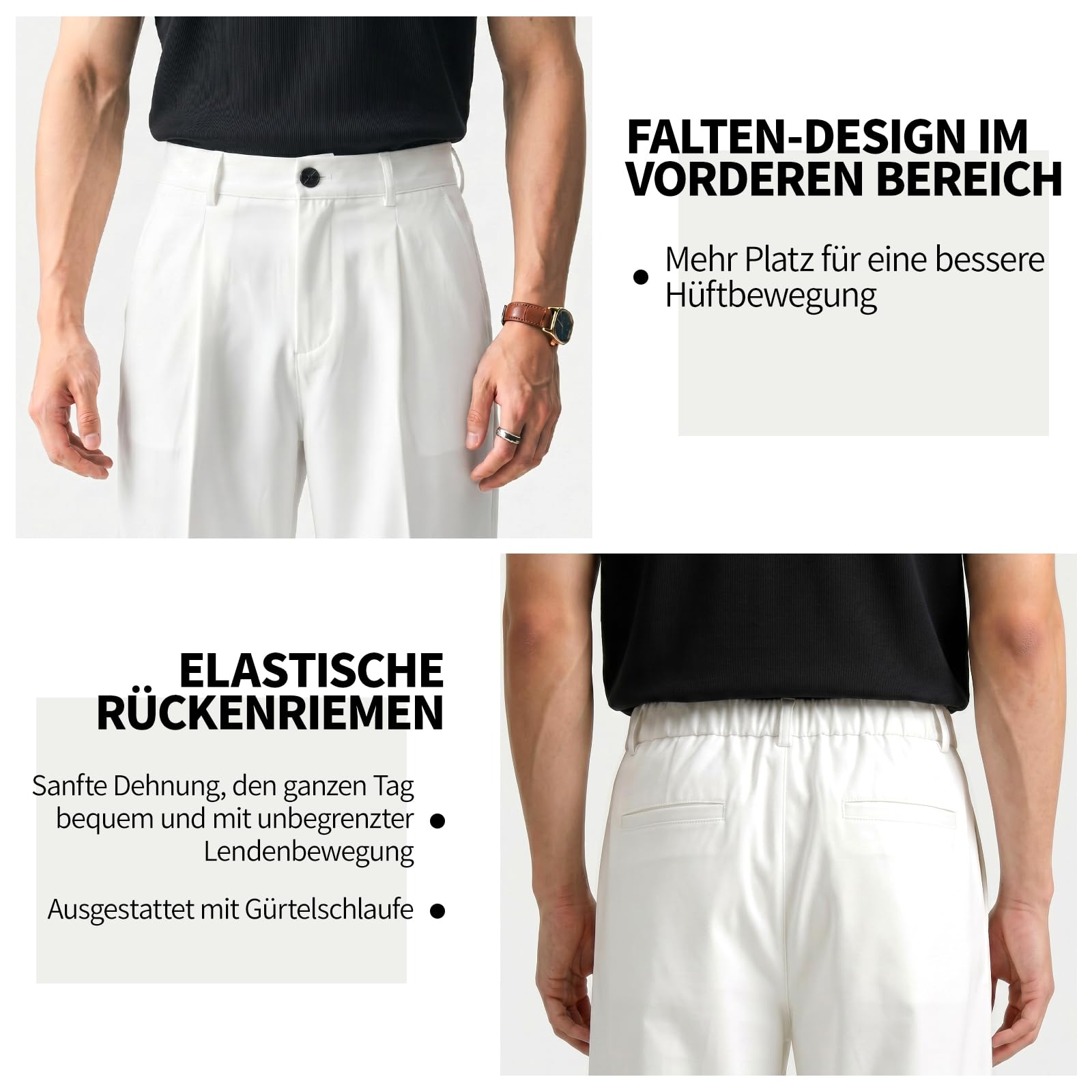 Heyfanee Herren Chino Hose Loose Fit Leichte Freizeithose für Männer Sommer Strand Hose Mit Taschen