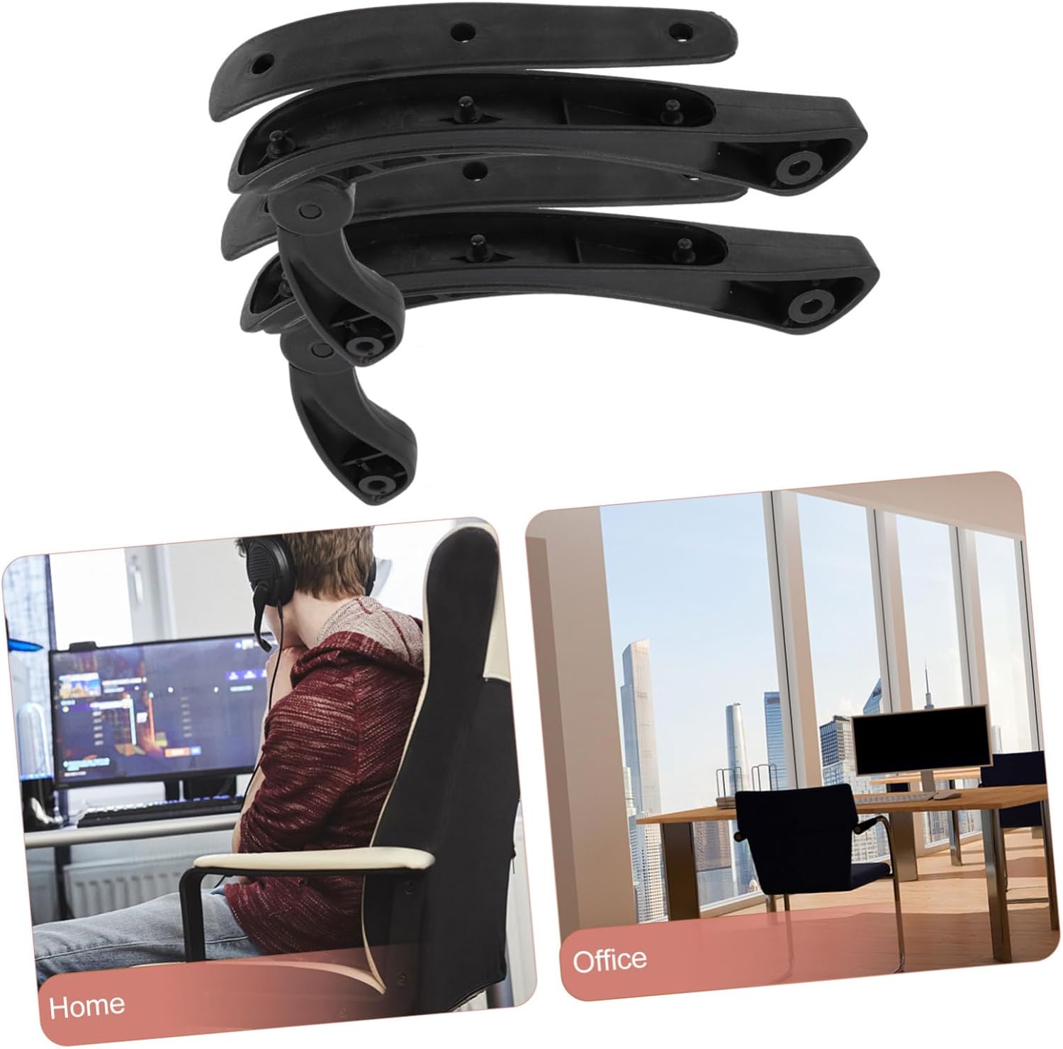 2Pcs Office Chair Arm Rests Replacement Parts Sturdy Contoured Armrest for Computer Desk Chairs Daily Use Comfortable Grip and Injury Protection