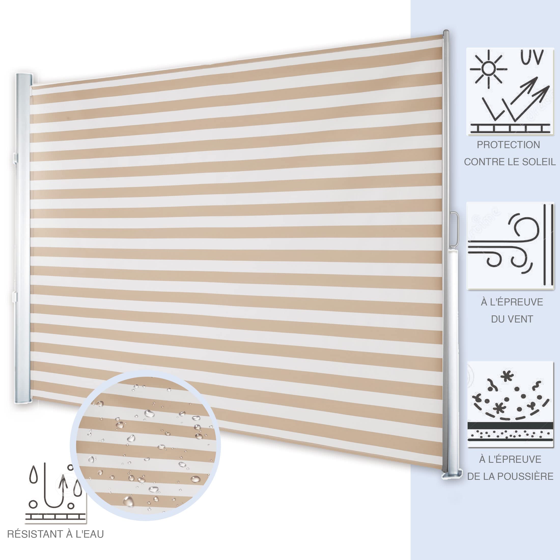 Paravent Extérieur Store Latéral Pour Balcon Et Terrasse Paravent Retractable - 200 X 400cm(H X