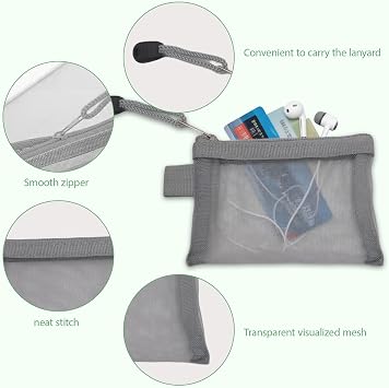 Small Pouch, Portable Travel Nylon Mesh Pouch with Zipper, 6 Pcs