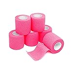FriCARE Self Adhesive Bandage Wrap, Medical Tape in First Aid Kit, Cohesive Bandages for Wounds Sport Vet, 2 Inches X 5 Yards 6 Rolls, Pink