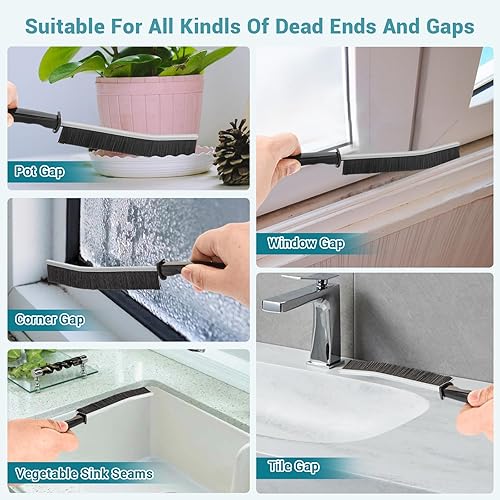 Miniatura 2 de Cepillo de limpieza de grietas de cerdas duras de 5 piezas, cepillo de limpieza de huecos para cocinas, ventanas, nuevo multifuncional, tu cepillo