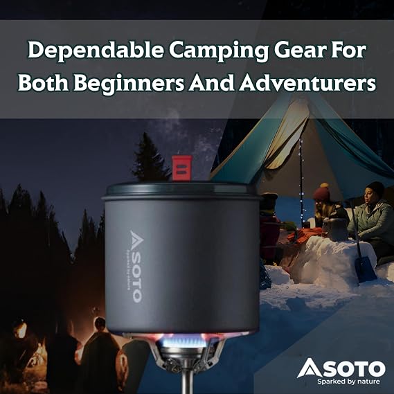 SOTO New River Backpacking Pot - Lightweight, High Capacity Camp Pot with Slip-Resistant Base, Versatile Lid & Convenient Swing Handle for Hiking & Camping Cooking Pot, 1000 ml, Aluminum