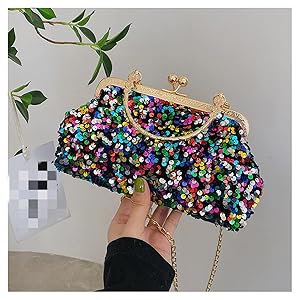 バッグ A.D.M.J Tote Bag Turn lock sequins crown WIGUYUN Women Sequins Evening Handbag Glitter Top Handle