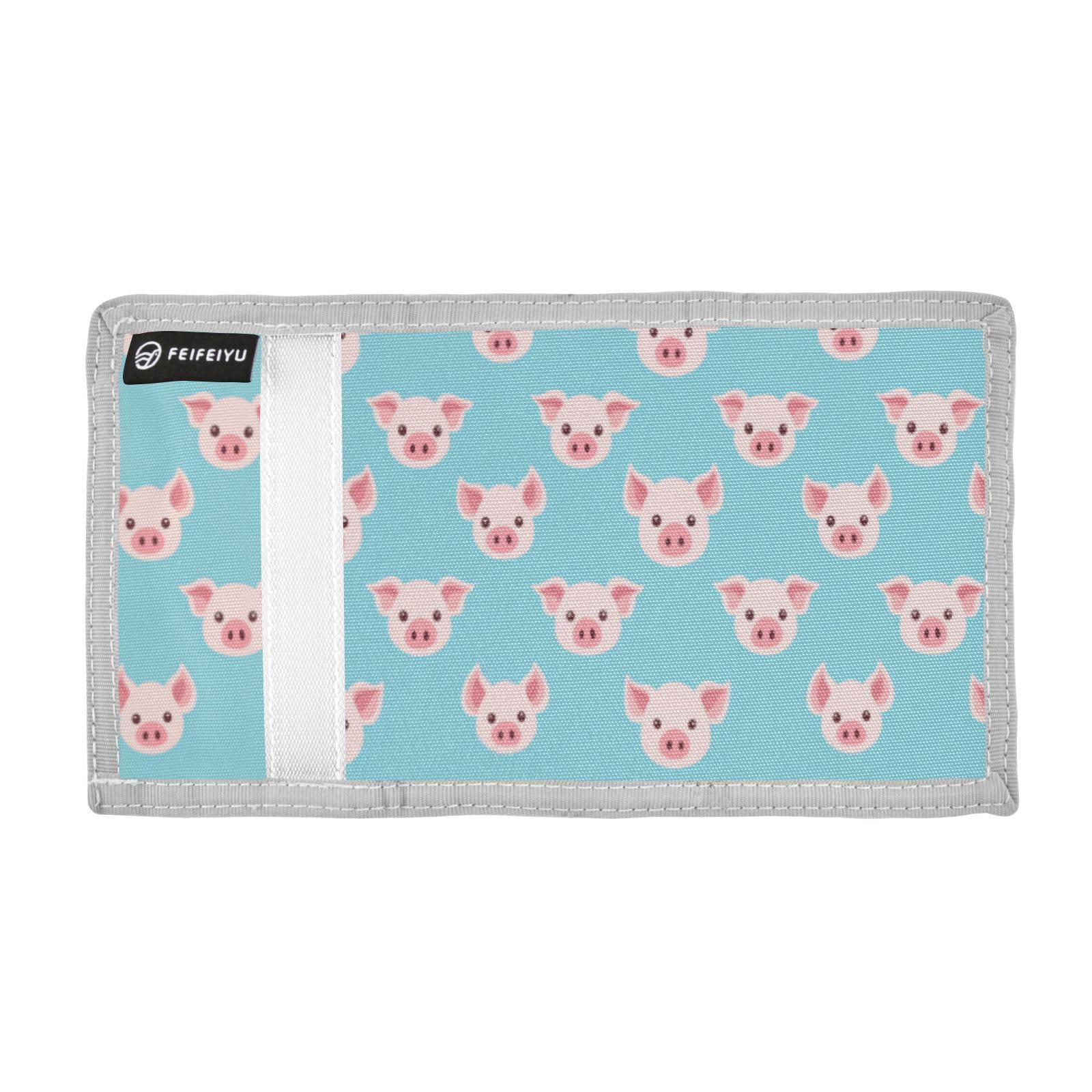 Wusikd Pink Pig Heads Kids Wallet for Boys Girls Blue Toddler Trifold Wallet Novelty Wallet for Teens Women Men