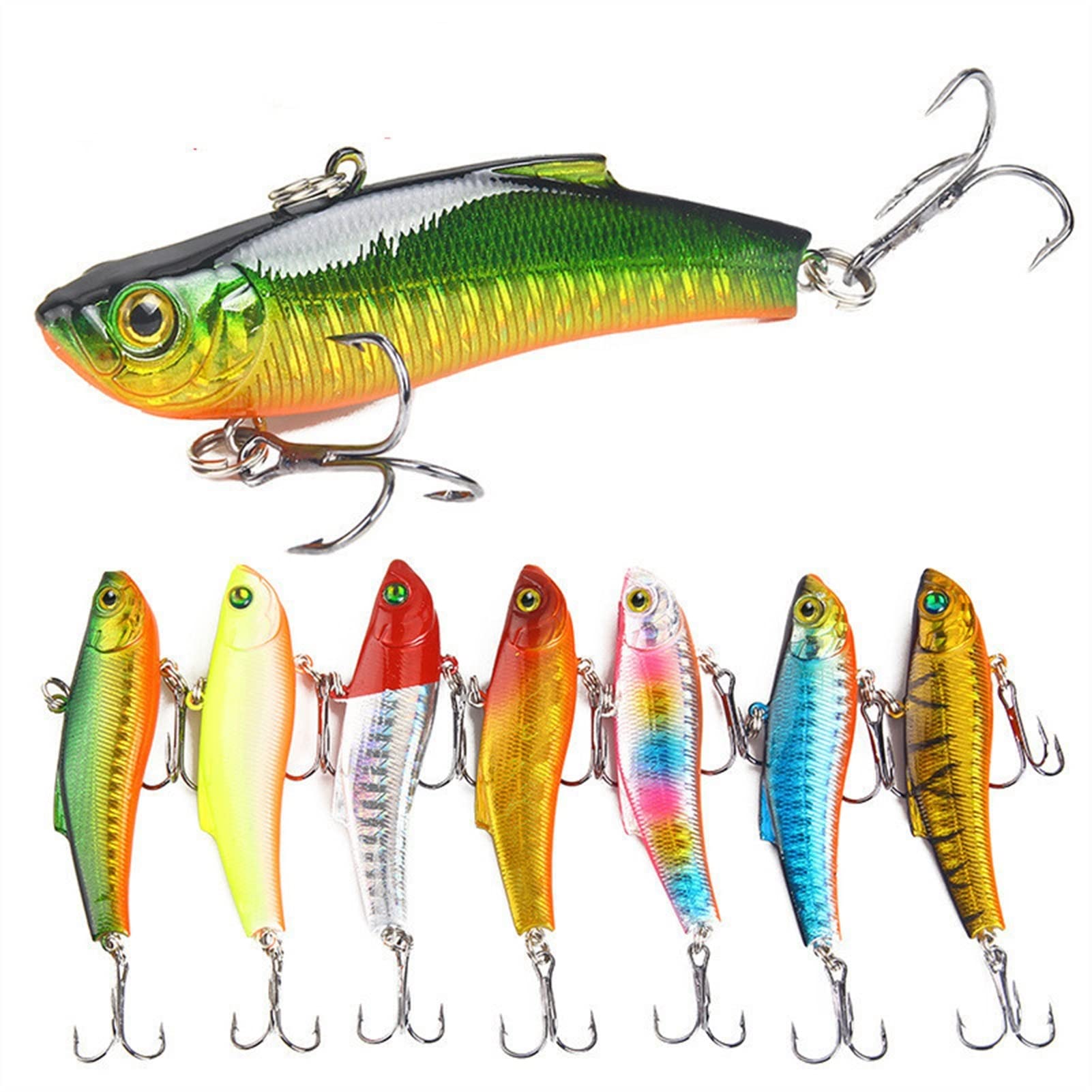 Señuelos de Pesca Blandos, Señuelos de Pesca 10 PCS Señuelo de Pesca Cebo Duro Buceo Cebo Giratorio Aparejos de Pesca de mar de Invierno 7 cm / 18 g for Agua Dulce, Equipo de Pesca Simple