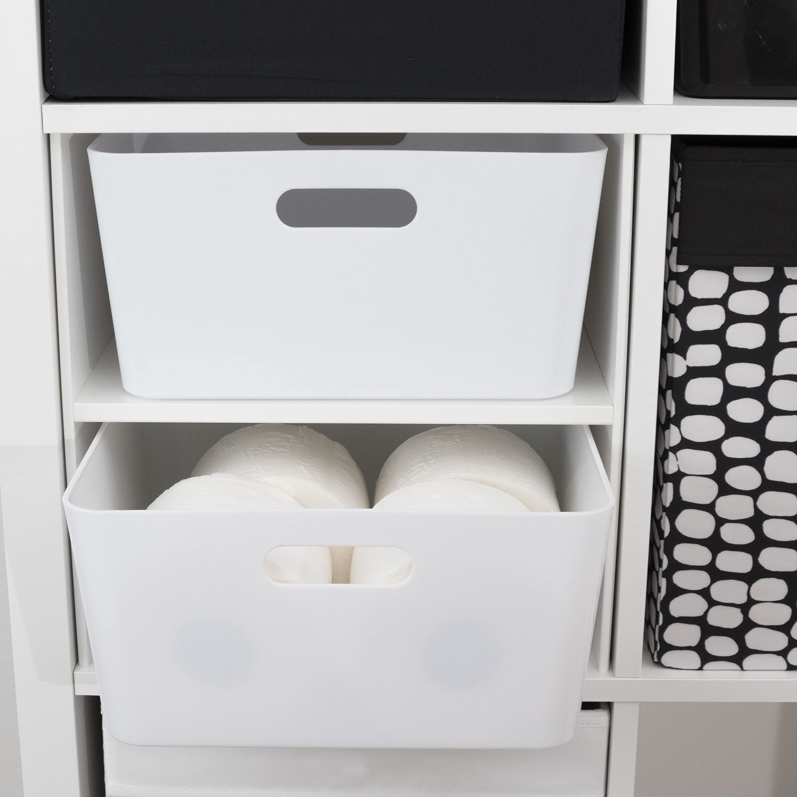 #11 4 Stück Ordnungsboxen passend für Kallax - 15 cm hoch - weiß - 30x 30 cm - Ordnungskorb - Regalorganizer Wandregal