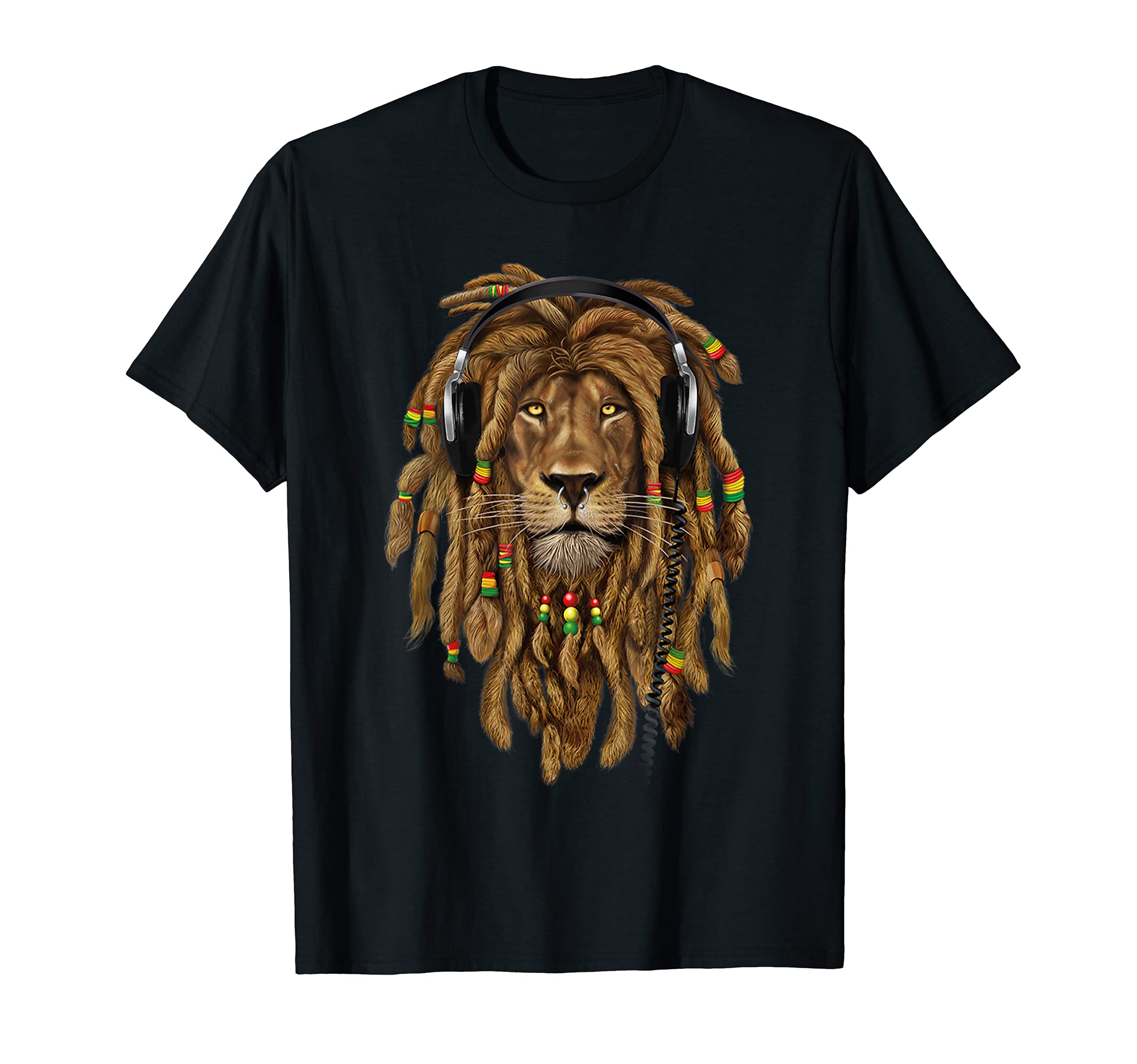 Lion Zion Dreadlock Rastafari Reggae Design T-Shirt