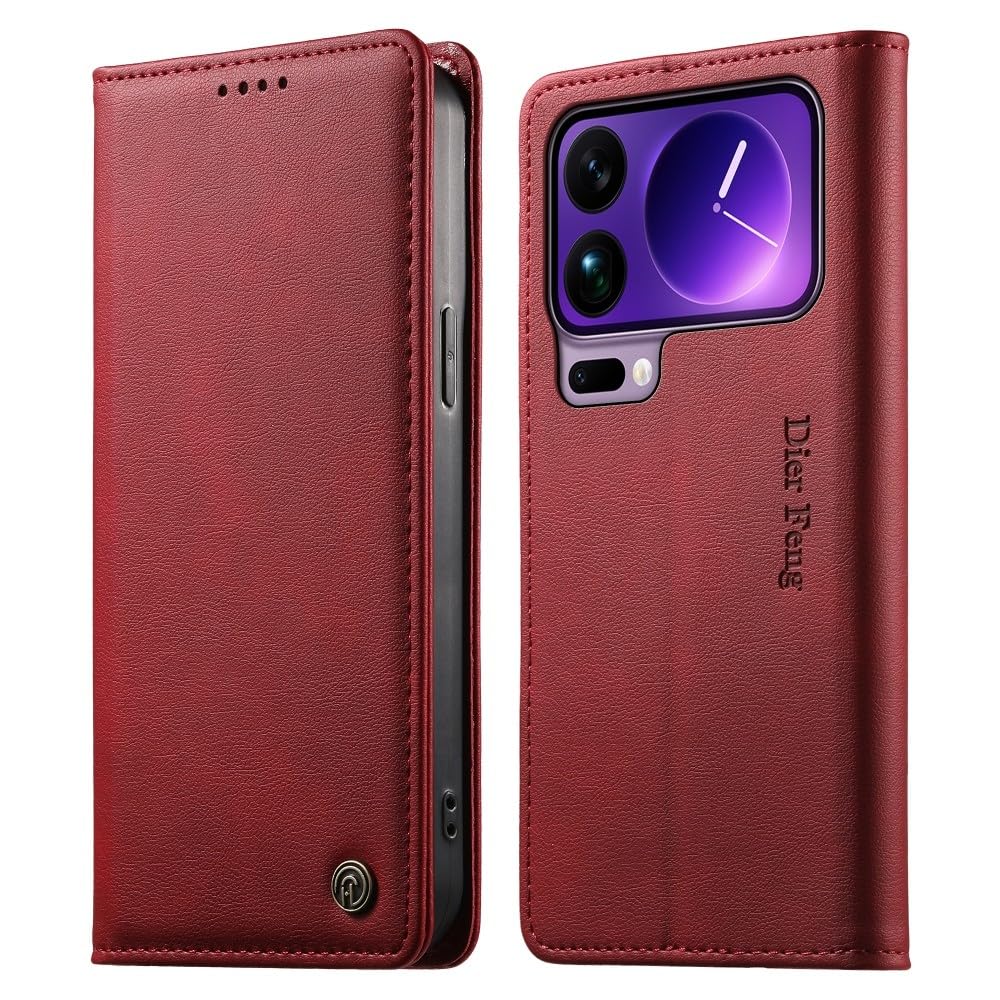 Étui portefeuille Xiaomi Redmi Note 15 Pro Plus 5G cuir rouge - 7