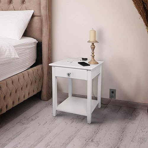 Miniatura 2 de Casual Home Owl - Mesa de noche blanca con puerto USB